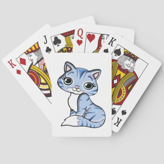 JEU DE CARTES CUTE CUT SOURIANT CUISINE BLEU SKY AUX YEUX BLEUS. (dos)