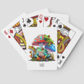 Jeu De Cartes Cute Frogs Champignons Bleus Rouge Monogramme (dos)