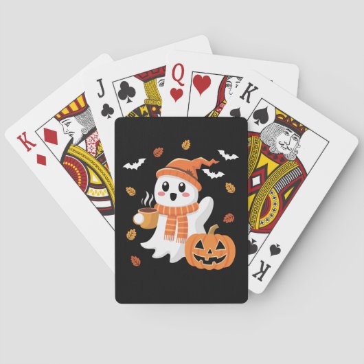 Jeu De Cartes Cute Ghost Boire Café de glace Halloween (dos)