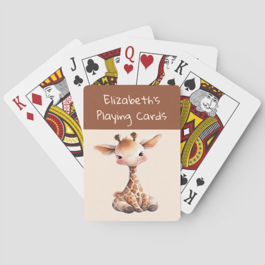 Jeu De Cartes Cute girafe crème brune enfants (dos)