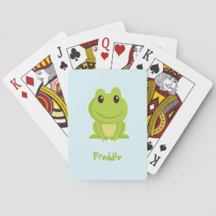 Jeu De Cartes Cute grenouille verte sur bleu