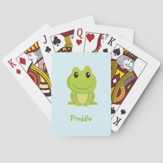 Jeu De Cartes Cute grenouille verte sur bleu (dos)