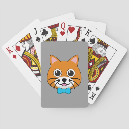 Jeu De Cartes Cute Happy Ginger Cat avec Papillon (dos)