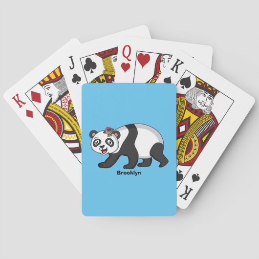 Jeu De Cartes Cute happy panda bear with flower cartoon (dos)