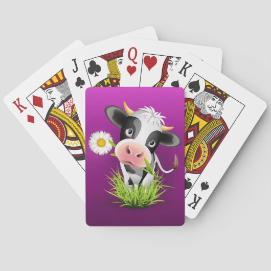 Jeu De Cartes Cute Holstein cow in grass over purple (dos)