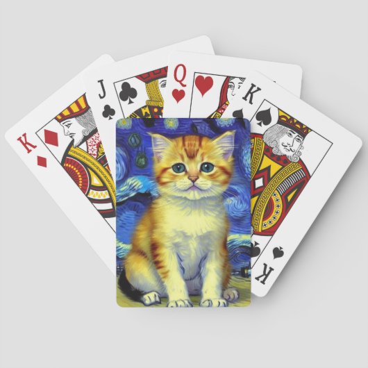 Jeu De Cartes Cute Kitten Starry Night Van Gogh (dos)