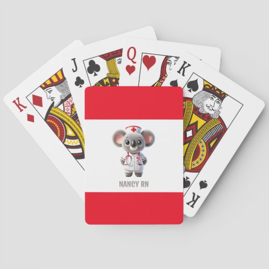 Jeu De Cartes Cute Koala infirmière de l'ours avec stéthoscope r (dos)