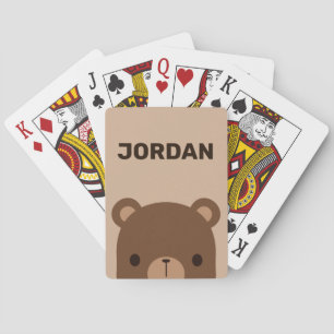 Jeu De Cartes Cute Little Brown Bear with Personalized Name