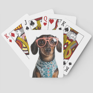Jeu De Cartes Cute Little Dachshund With Red Glasses
