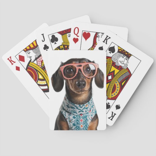 Jeu De Cartes Cute Little Dachshund With Red Glasses (dos)