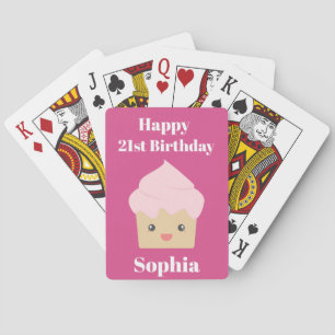 Jeu De Cartes Cute Pink Cupcake 21e anniversaire