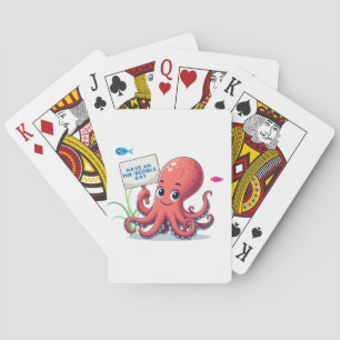 Jeu De Cartes Cute, poulpe caricaturale avec poisson