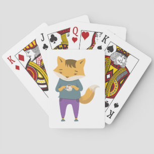 Jeu De Cartes Cute renard avec tasse de thé