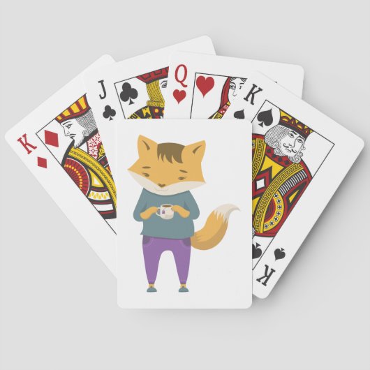 Jeu De Cartes Cute renard avec tasse de thé (dos)