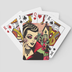 Jeu De Cartes Cute Retro Goth Vampire Comics Femme