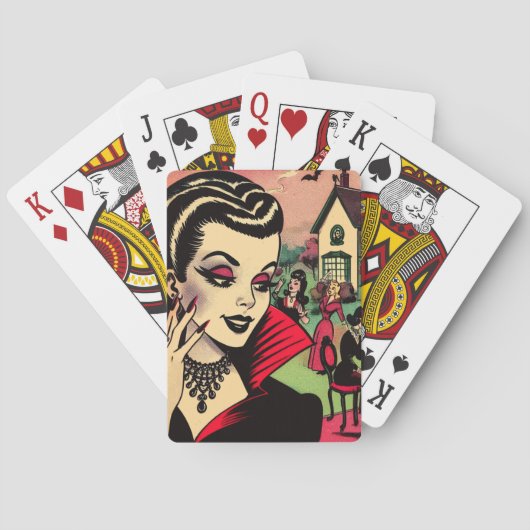 Jeu De Cartes Cute Retro Goth Vampire Comics Femme (dos)