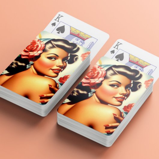 Jeu De Cartes Cute Retro Pin Up and Roses