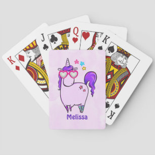 Jeu De Cartes Cute Unicorne dans les lunettes en forme de coeur