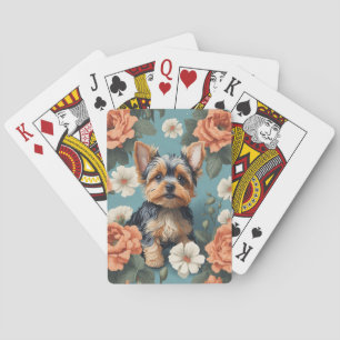 Jeu De Cartes Cute Yorkshire Terrier Puppy Floral