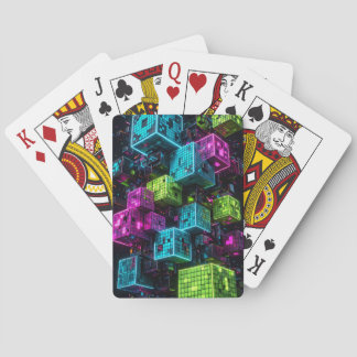 Jeu De Cartes Cyan Magenta Lime Cyberpunk | Extrêmement 3D