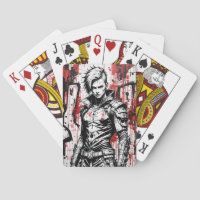 Cyberpunk Warrik Graffiti jouant aux cartes