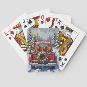 Jeu De Cartes Dachshund camion rouge de Noël vacances