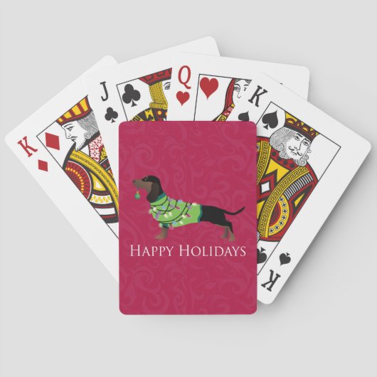 Jeu De Cartes Dachshund Happy Holidays Design (dos)