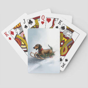 Jeu De Cartes Dachshund hiver neige de Noël