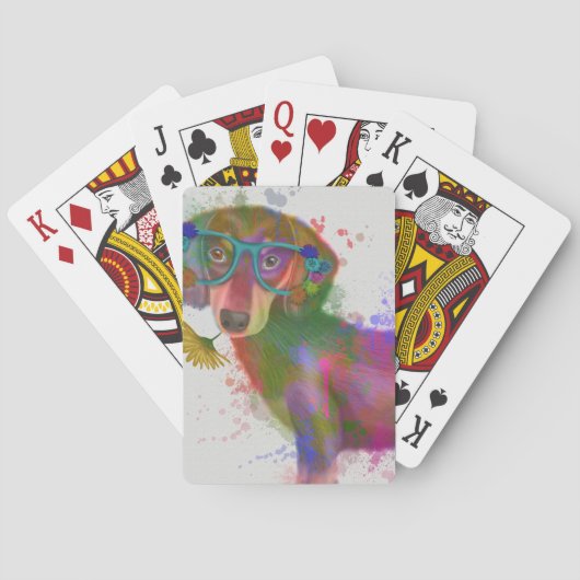 Jeu De Cartes Dachshund & Lunettes Rainbow Splash (dos)