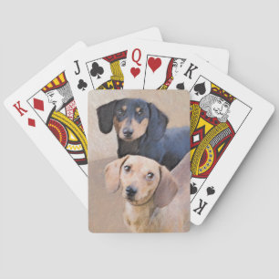Jeu De Cartes Dachshund (Smooth) Peinture - Art Chien original