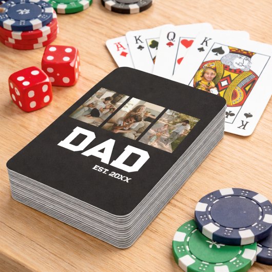 Jeu De Cartes Dad Established 3 Photo Customizable Year Gift