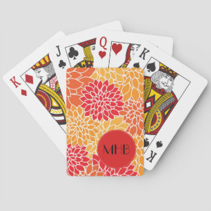Jeu De Cartes Dahlia Flowers, Orange Dahlia, Monogram