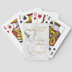 Jeu De Cartes Daisy Romantique, Cœur d'Or et Ruban Blanc