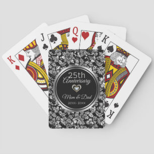 Jeu De Cartes Damas noir et argent 25e anniversaire