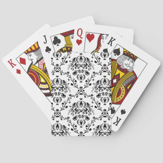 Jeu De Cartes Damask blanc et noir (dos)