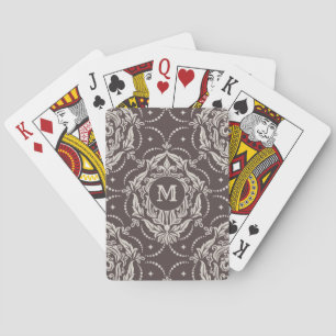 Jeu De Cartes Damask Pattern custom monogram playing cards