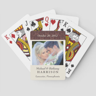 Jeu De Cartes Damask Wedding Photo Personalized Playing Cards