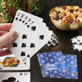 Jeu De Cartes Damassé bleue et blanche de monogramme (In Situ)