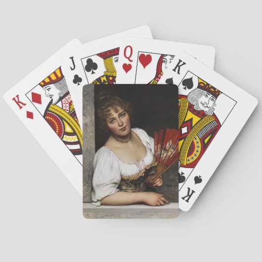 Jeu De Cartes Dame au éventail rouge (dos)