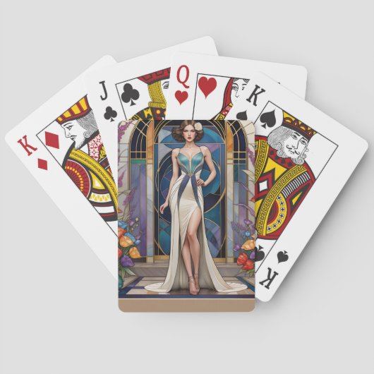 Jeu De Cartes Dame de Glamour Art Déco (dos)