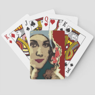 Jeu De Cartes Dame des années 1920 au chapeau bleu Pop Art
