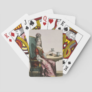 Jeu De Cartes Dame prenant du café, plaque de mode, vers 1695 (g