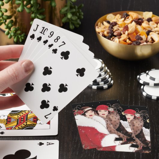 Jeu De Cartes dames de Noël art déco rétro (In Situ)