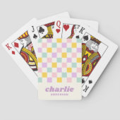 Jeu De Cartes damier rose jaune violet bleu (dos)