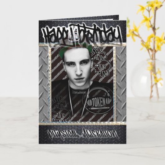 Jeu de cartes d'anniversaire rapper (Fleur jaune)