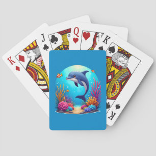 Jeu De Cartes Dauphin géant dans le récif corallien vibrant