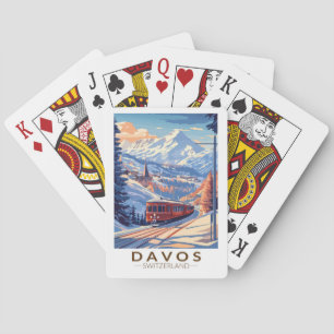 Jeu De Cartes Davos Suisse Train Travel Art Vintage