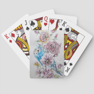Jeu de cartes de jeu Blue Budgie & Red Rose