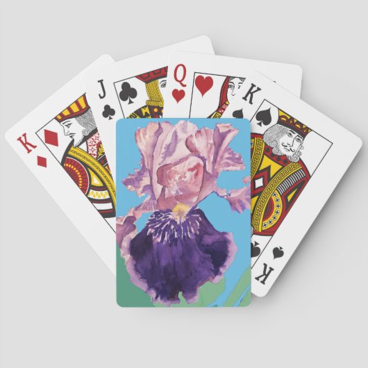 Jeu de cartes de jeu violet Iris Flower (dos)