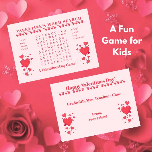 Jeu de cartes de la Saint-Valentin pour la classe